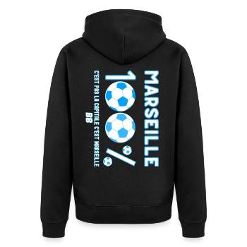 Humour Marseillais Supporter de Marseille - Veste à capuche bio Premium Unisexe - noir - Dos - Nico (187cm)