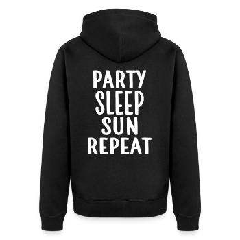 Party Sleep Sun Repeat – Summer Lifestyle - Unisex Premium Organic Zip Hoodie - black - Back - Nico (187cm)