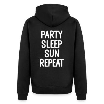 Party Sleep Sun Repeat – Summer Lifestyle - Unisex Premium Organic Zip Hoodie - black - Back - Nico (187cm)