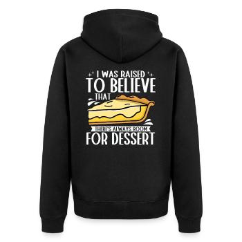 On m’a fait croire qu’il y avait de la place pour le dessert - Veste à capuche bio Premium Unisexe - noir - Dos - Nico (187cm)