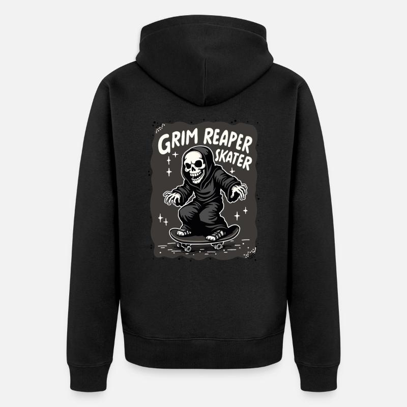 Skateboard Sensenmann – Style Grim Reaper - Veste à capuche bio Premium Unisexe - noir