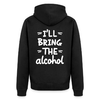 I'll Bring the Alcohol Party Saying Quote - Unisex Premium Organic Zip Hoodie - black - Back - Nico (187cm)