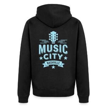 Music City Nashville Guitar Tennessee - Unisex Premium Organic Zip Hoodie - black - Back - Nico (187cm)