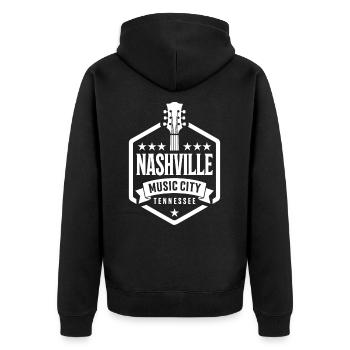 Nashville Music City Gitarre Tennessee - Unisex Premium Bio Zip Hoodie - Schwarz - Hinten - Nico (187cm)