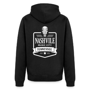Nashville Music City Gitarre Tennessee - Unisex Premium Bio Zip Hoodie - Schwarz - Hinten - Nico (187cm)