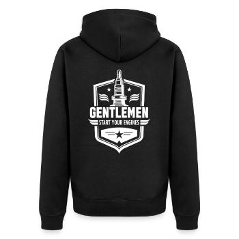 Messieurs, démarrez vos moteurs Sport automobile - Veste à capuche bio Premium Unisexe - noir - Dos - Nico (187cm)