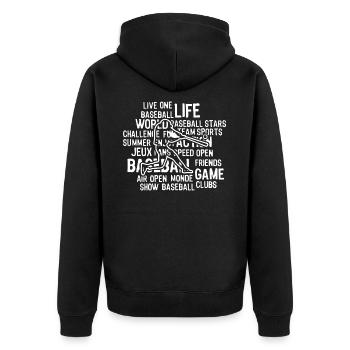 Baseball Live One Baseball Life - Unisex Premium Organic Zip Hoodie - black - Back - Nico (187cm)