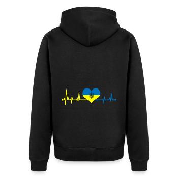 Heartbeat Ukraine Drapeau Je Me tiens avec l’Ukraine - Veste à capuche bio Premium Unisexe - noir - Dos - Nico (187cm)