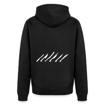 Vater und Messerasmmler Messerfan Papa Design - Unisex Premium Bio Zip Hoodie - Schwarz - Hinten - Nico (187cm)