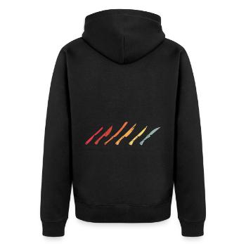 Father and Messerasmmler Messerfan Papa Design - Unisex Premium Organic Zip Hoodie - black - Back - Nico (187cm)