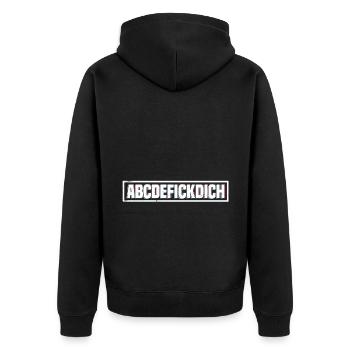 Sarkusmus Spruch Schwarzer Humor Lustiges Ironie - Unisex Premium Bio Zip Hoodie - Schwarz - Hinten - Nico (187cm)
