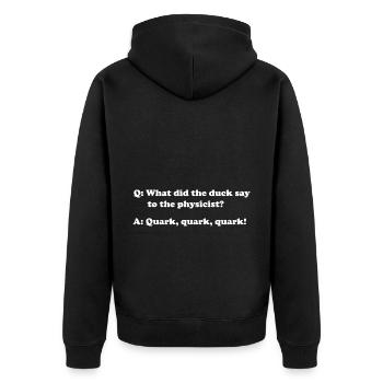 Physik Physiker - Unisex Premium Bio Zip Hoodie - Schwarz - Hinten - Nico (187cm)