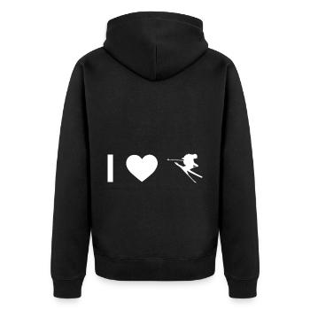 I heart and guy skiing - - Unisex Premium Organic Zip Hoodie - black - Back - Nico (187cm)