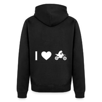 Ich Herz und Kerl Motorrad - - Unisex Premium Bio Zip Hoodie - Schwarz - Hinten - Nico (187cm)