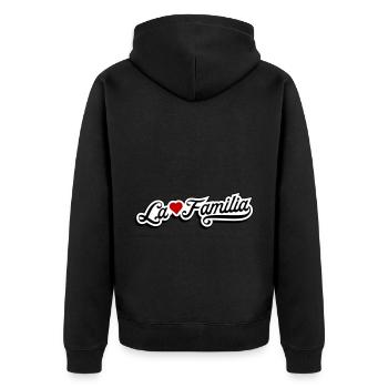 La Familia - Unisex Premium Organic Zip Hoodie - black - Back - Nico (187cm)
