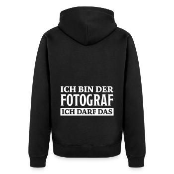 Fotograf Spruch Foto Lustiges Fotograf Geschenk - Unisex Premium Bio Zip Hoodie - Schwarz - Hinten - Nico (187cm)