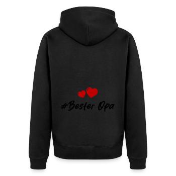 Bester Opa Herzen Liebe - Unisex Premium Bio Zip Hoodie - Schwarz - Hinten - Nico (187cm)