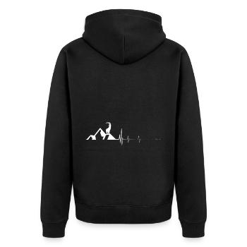 Ziege - Herzklopfen - Berg - (2) - Unisex Premium Bio Zip Hoodie - Schwarz - Hinten - Nico (187cm)