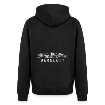 Berglust - (3) - Unisex Premium Bio Zip Hoodie - Schwarz - Hinten - Nico (187cm)