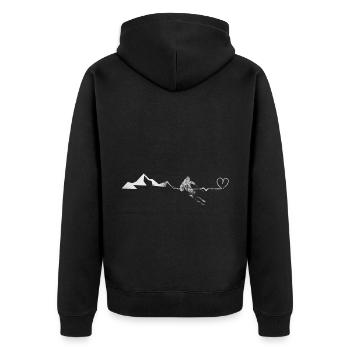 Heart - Heartbeat - Montagne - Ski - (2) - Veste à capuche bio Premium Unisexe - noir - Dos - Nico (187cm)