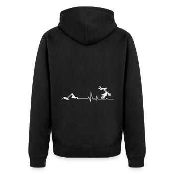 Berg - Herzklopfen - Mountainbike - (2) - Unisex Premium Bio Zip Hoodie - Schwarz - Hinten - Nico (187cm)