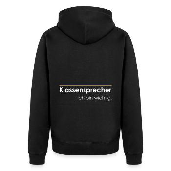 Klassensprecher - Unisex Premium Bio Zip Hoodie - Schwarz - Hinten - Nico (187cm)