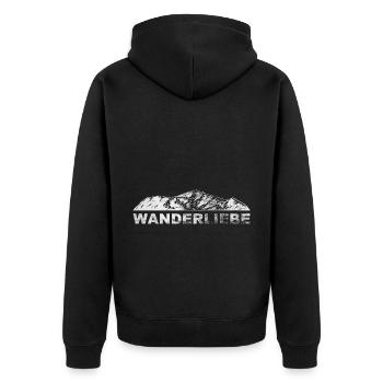 Wanderliebe - (7) - Unisex Premium Bio Zip Hoodie - Schwarz - Hinten - Nico (187cm)
