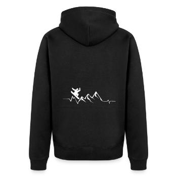Mountain - Heartbeat - Snowboarding - (2) - Unisex Premium Organic Zip Hoodie - black - Back - Nico (187cm)