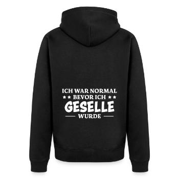 Geselle Spruch Lustiges Gesellenprüfung Geschenk - Unisex Premium Bio Zip Hoodie - Schwarz - Hinten - Nico (187cm)