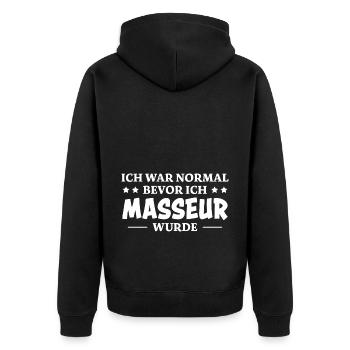 Masseur Lustiger Spruch Massage Masseur Geschenk - Unisex Premium Bio Zip Hoodie - Schwarz - Hinten - Nico (187cm)
