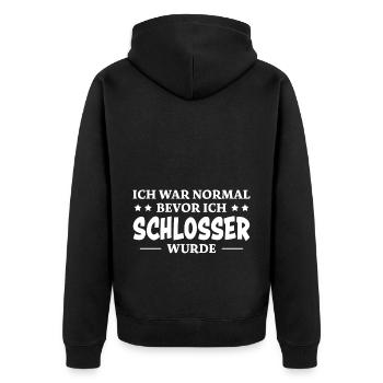 Schlosser Spruch Beruf Lustiges Schlosser Geschenk - Unisex Premium Bio Zip Hoodie - Schwarz - Hinten - Nico (187cm)
