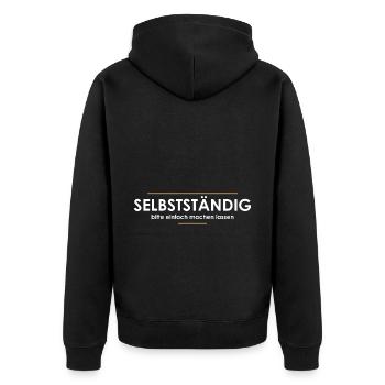 Selbstständig - Unisex Premium Bio Zip Hoodie - Schwarz - Hinten - Nico (187cm)