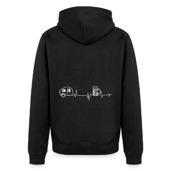 Bier - Herzklopfen - Campingwagen - (2) - Unisex Premium Bio Zip Hoodie - Schwarz - Hinten - Nico (187cm)