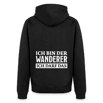 Wanderer Spruch Outdoor Lustiges Wandern Geschenk - Unisex Premium Bio Zip Hoodie - Schwarz - Hinten - Nico (187cm)