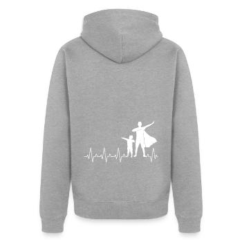 Super Father Son Dabbing Dad Hero - Unisex Premium Bio Zip Hoodie - Grau meliert - Hinten - Nico (187cm)