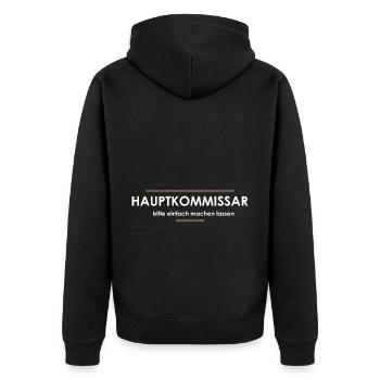 Hauptkommissar - Unisex Premium Bio Zip Hoodie - Schwarz - Hinten - Nico (187cm)