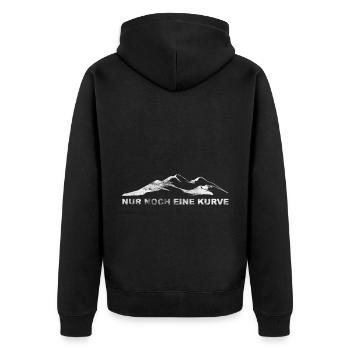 Nur Noch Eine Kurve - (2) - Unisex Premium Bio Zip Hoodie - Schwarz - Hinten - Nico (187cm)