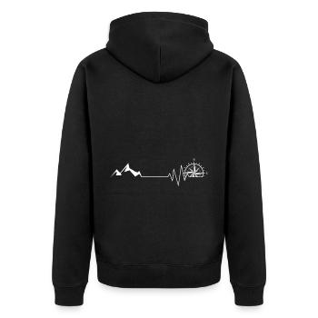 Heartbeat - Compass - Mountain - (9) - Unisex Premium Organic Zip Hoodie - black - Back - Nico (187cm)