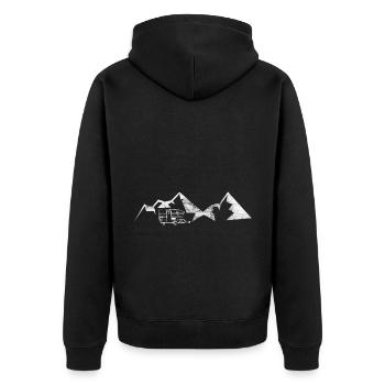 Berg - Karawane - (10) - Unisex Premium Bio Zip Hoodie - Schwarz - Hinten - Nico (187cm)