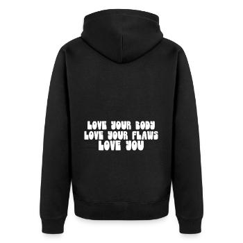 Aime ton corps Aime tes défauts Love You Message - Veste à capuche bio Premium Unisexe - noir - Dos - Nico (187cm)