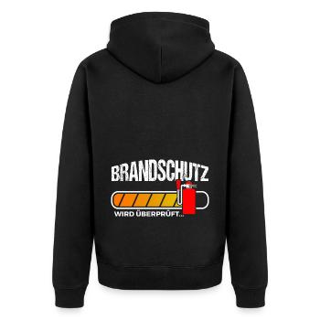 Brandschutz überprüft Brandschutzbeauftragter - Unisex Premium Bio Zip Hoodie - Schwarz - Hinten - Nico (187cm)