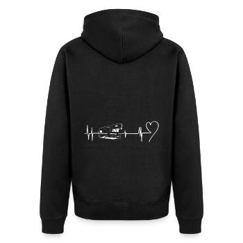 Heart - Heartbeat - Caravan - (8) - Unisex Premium Organic Zip Hoodie - black - Back - Nico (187cm)