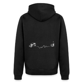 Bier - Herzklopfen - Campingwagen - (3) - Unisex Premium Bio Zip Hoodie - Schwarz - Hinten - Nico (187cm)