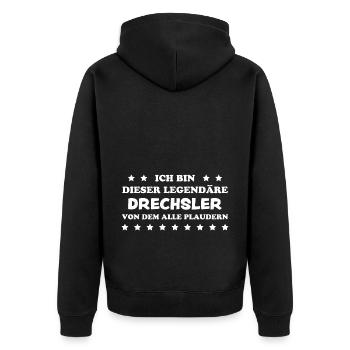 Drechsler Lustiger Spruch Job Drechsler Geschenk - Unisex Premium Bio Zip Hoodie - Schwarz - Hinten - Nico (187cm)