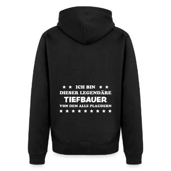 Tiefbauer Beruf Lustiger Spruch Tiefbauer Geschenk - Unisex Premium Bio Zip Hoodie - Schwarz - Hinten - Nico (187cm)