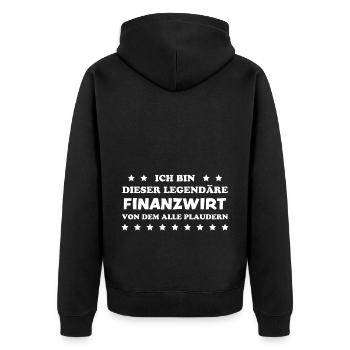Finanzwirt Lustiger Spruch Job Finanzwirt Geschenk - Unisex Premium Bio Zip Hoodie - Schwarz - Hinten - Nico (187cm)