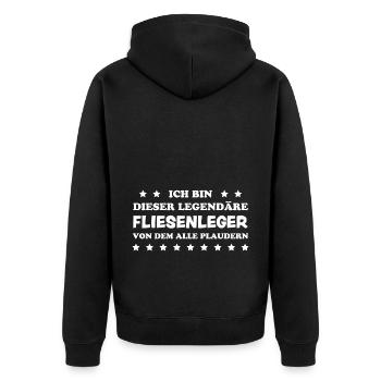 Fliesenleger Lustig Spruch Job Bodenleger Geschenk - Unisex Premium Bio Zip Hoodie - Schwarz - Hinten - Nico (187cm)