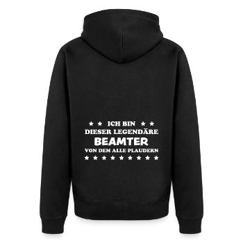 Beamter Lustiger Spruch Verbeamtung Büro Geschenk - Unisex Premium Bio Zip Hoodie - Schwarz - Hinten - Nico (187cm)