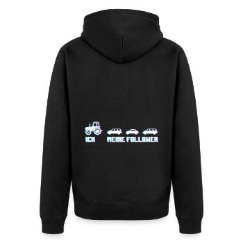 Ich Meine Follower Traktor Trekker Bauer Geschenk - Unisex Premium Bio Zip Hoodie - Schwarz - Hinten - Nico (187cm)