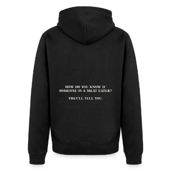 Vegan lustig Geschenkidee - Unisex Premium Bio Zip Hoodie - Schwarz - Hinten - Nico (187cm)